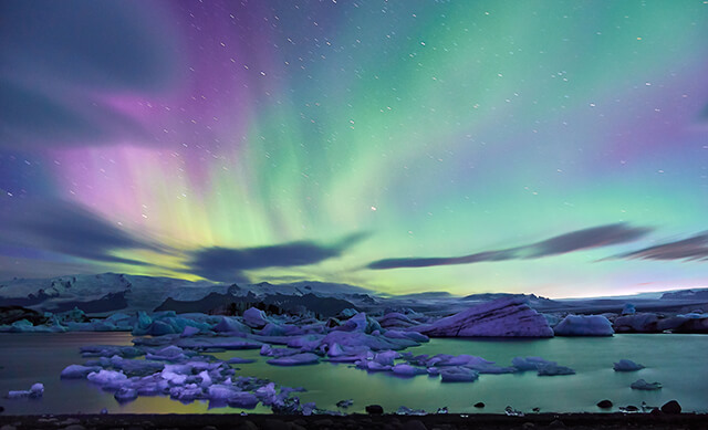 Aurora boreal na Islândia