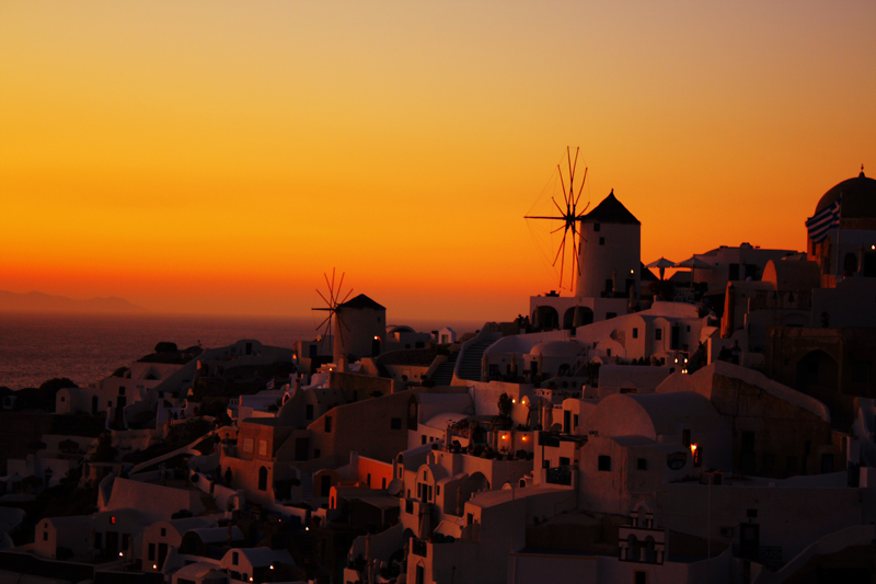 Pôr do sol em Santorini, Grécia
