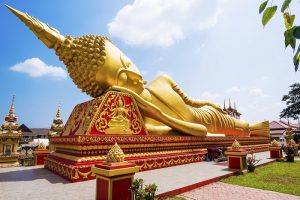 Buda Deitado em Wat Pha That Luang, Vientiane, Laos