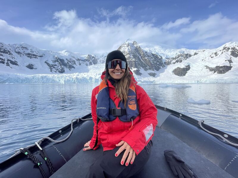 Eliane Leite em sua viagem à Antártica