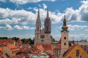 Panoramic,View,Of,Zagreb's,Historic,Skyline,,Highlighting,Majestic,Cathedral,Spires