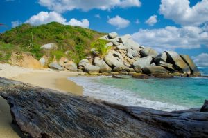 Landscape,On,Beaches,Of,Tayrona,National,Park,With,Blue,Sky.