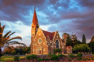 Dramatic,Sunset,Above,Christchurch,,A,Historic,Landmark,And,Lutheran,Church
