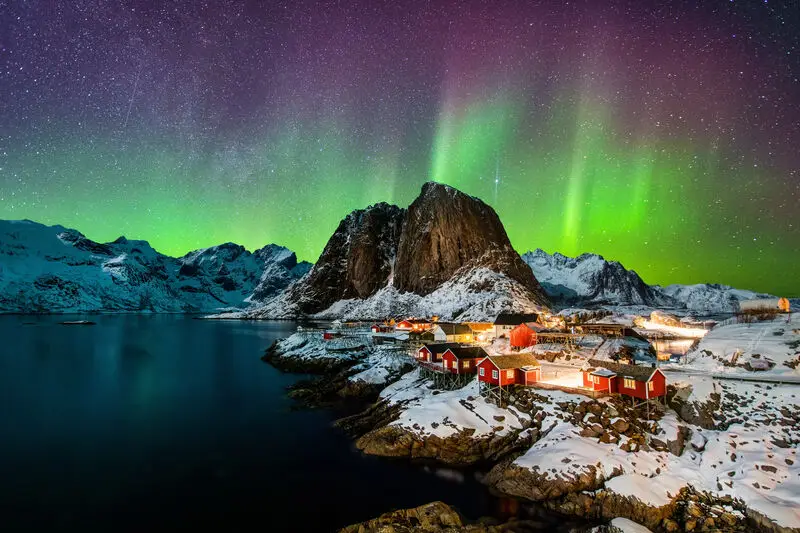 Aurora Boreal nas Ilhas Lofoten, Noruega